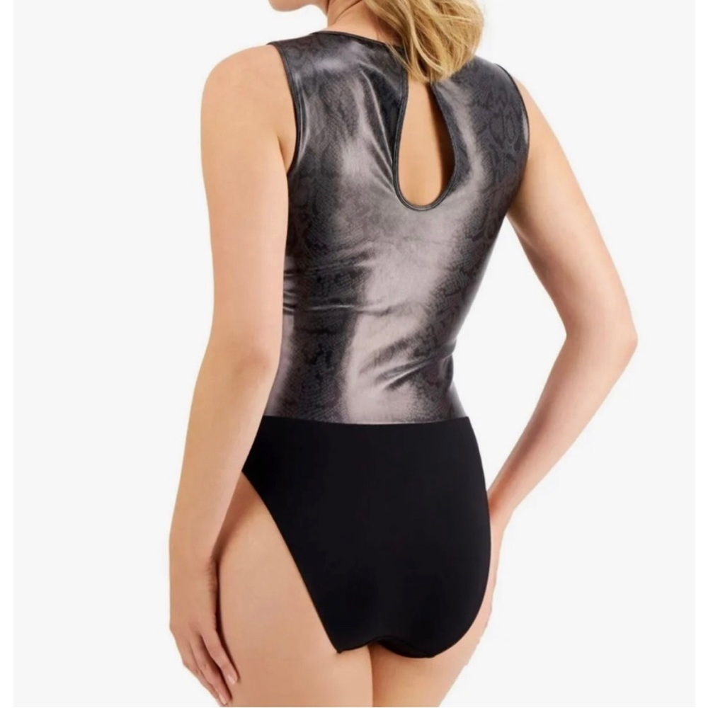 INC INTERNATIONAL CONCEPTS Jeans Snake Print Faux Leather Bodysuit Size L NWT - Picture 4 of 5